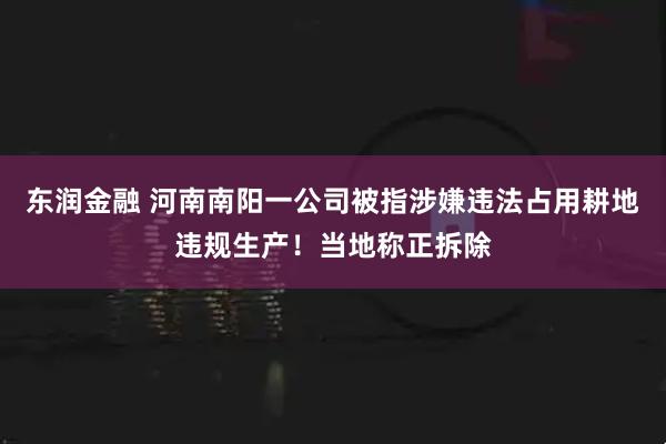 东润金融 河南南阳一公司被指涉嫌违法占用耕地违规生产！当地称正拆除