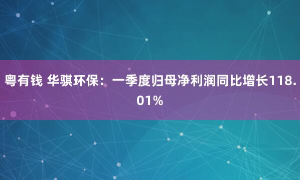 粤有钱 华骐环保：一季度归母净利润同比增长118.01%